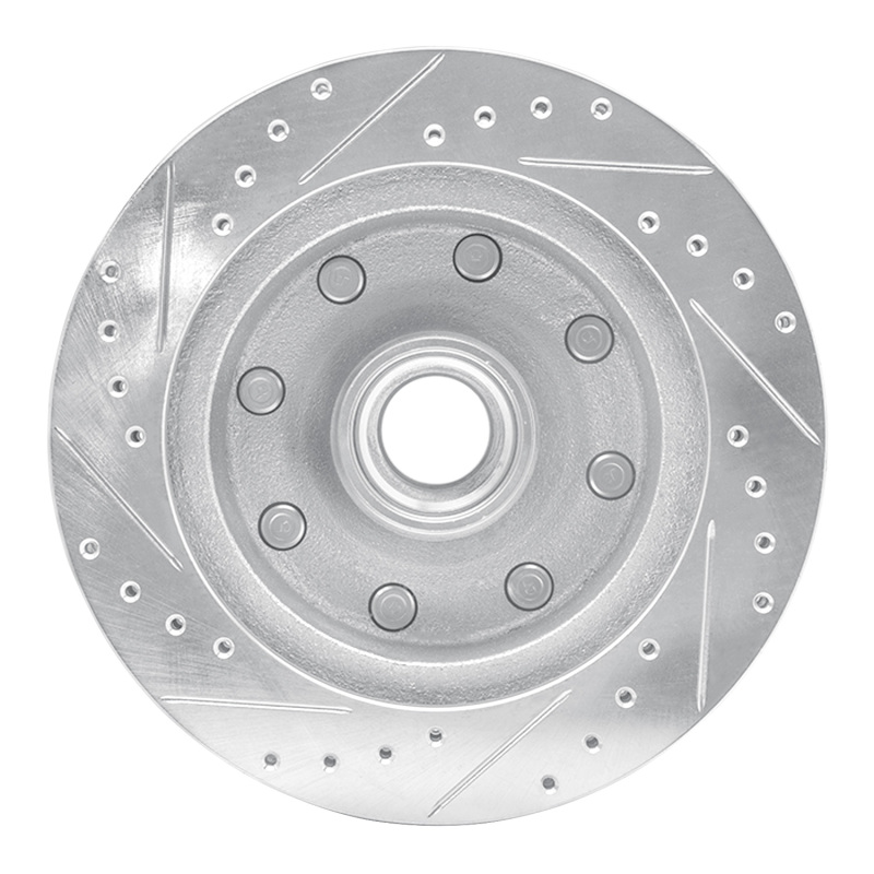 Ford E-350 Econoline Brake Rotor (1) - Front Right - R1 Concepts - Drilled & Slotted - Silver - `95-`04